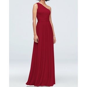 One Shoulder Mesh Dress w/ Full Skirt